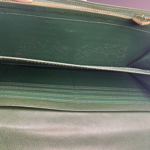 Yves Saint Laurent Dark Green Crocodile Embossed Leather Long Wallet - Preowned - Picture 6 of 12